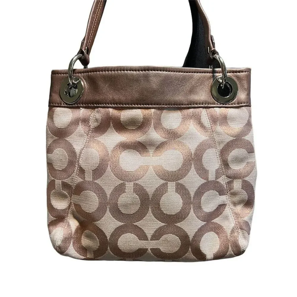 Coach Ashley Copper Metallic Signature Shoulder Bag Ashley